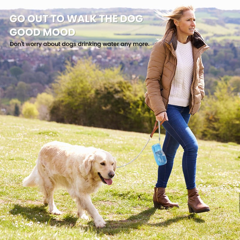 Foldable Dog Water Bottle - Portable Dog Water Dispenser | Leak Proof & Food Grade Plastic Dog Travel Water Bottle | Pet Water Bottle for Dog Cat Outdoor Walking Hiking Travel（Sky Blue） Sky Blue 12oz - BeesActive Australia