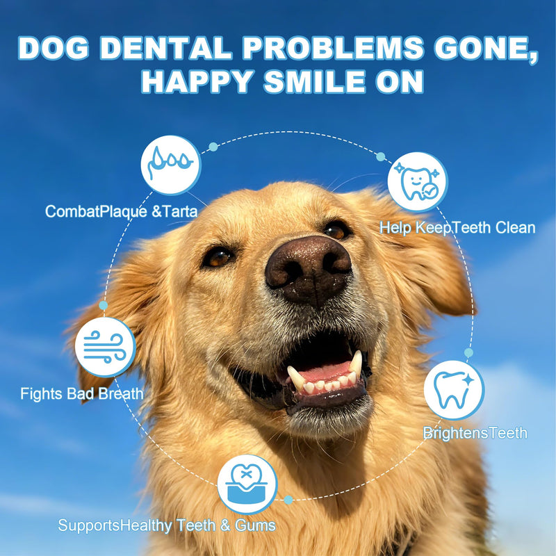 Dog Dental Powder for Teeth Cleaning & Fresh Breath - Reduce Pet Plaque & Tartar Remover Made Easy Supply for All Breeds Chicken Flavor