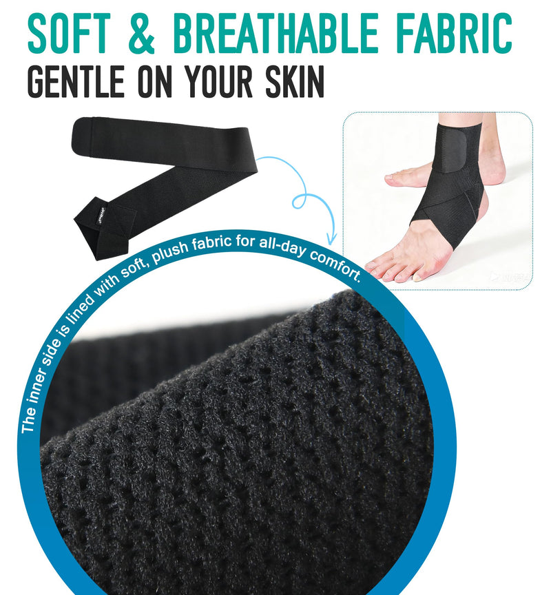 HiRui Ankle Support Brace for Men & Women, Adjustable Compression Strap for Sprains, Plantar Fasciitis, Achilles Tendonitis, Running, Workout, Sports – Fits Left & Right Foot (1, Black, Medium) 1 - BeesActive Australia