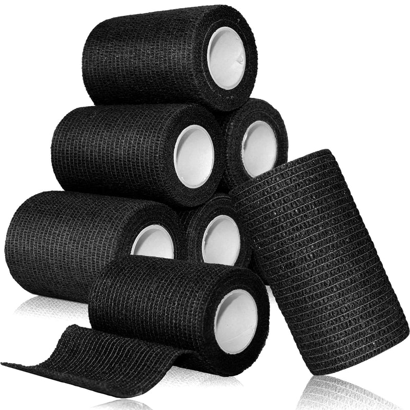 aurorayer 8 Rolls Self-Adhesive Bandage 7.5 cm x 4.5 m Sports Elastic Fixing Bandage, Self-Adhesive Bandage, Vet Wrap Pet Fixing Bandage for Finger Horse Cat Dog (Black) Black