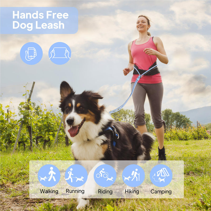 PetiFine Hands Free Dog Leash, Crossbody Waist Leash for Dog Walking, 8 ft Multifunctional Waterproof Standard Lead for Swimming,Running,Training (Small,Blue) Blue Small - 6mm Diameter - 6-20lbs - BeesActive Australia