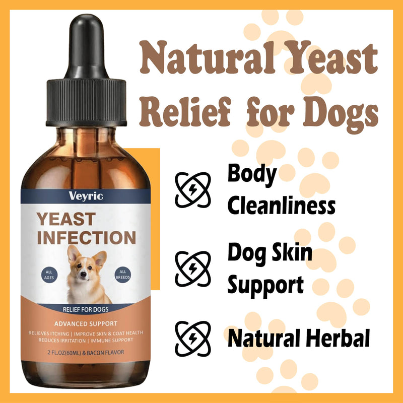 Natural Yeast Relief for Dogs – Supports Skin & Coat Comfort, Ears & Paw Cleanliness – Dog Skin & Coat Support, 60ml (1pc) 1pc