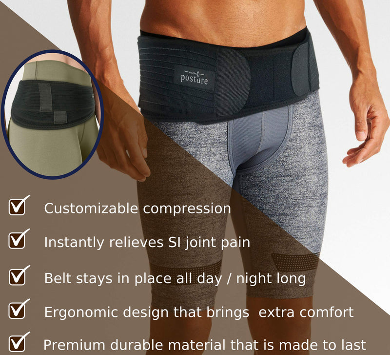 Vriksasana Si Belt for Men and Women That Treat Sciatica, Including Pelvic, Back and Leg Pain Nerve Pain, Stabilize Sacroiliac Joint | Trochanter Brace | Anti-Slip and Pilling-Resistant (REGULAR SIZE) Regular