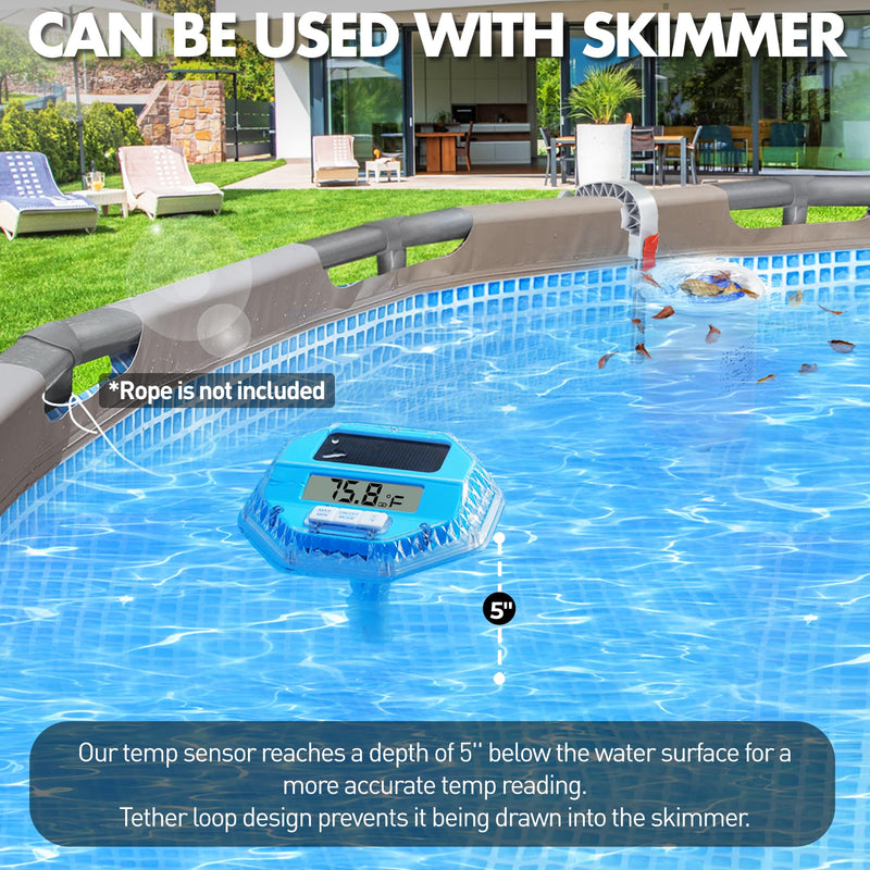 Pircaath 2025 Upgrade Digital Pool Thermometer Floating Easy Read, Solar Pool Thermometer with Dynamic Light Show, Large LCD Screen & IP68 Waterproof Pools Water Temperature Thermometers for Hot Tub