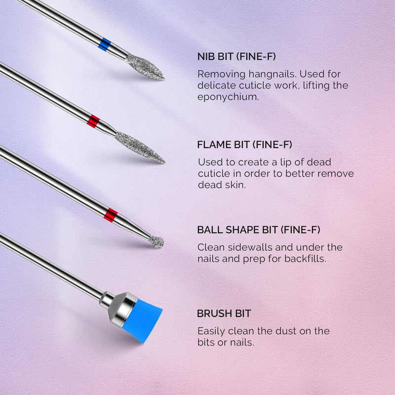 MelodySusie Nail Drill Bits Set, 7pcs Tungsten Carbide Diamond Nail Drill Bits for Acrylic Nails Poly Gel Cuticle Remove, 3/32'' Professional Nail Bits for Nail Drill Efile, Manicure Pedicure Tools 7 Piece Set-Tungsten Colorful