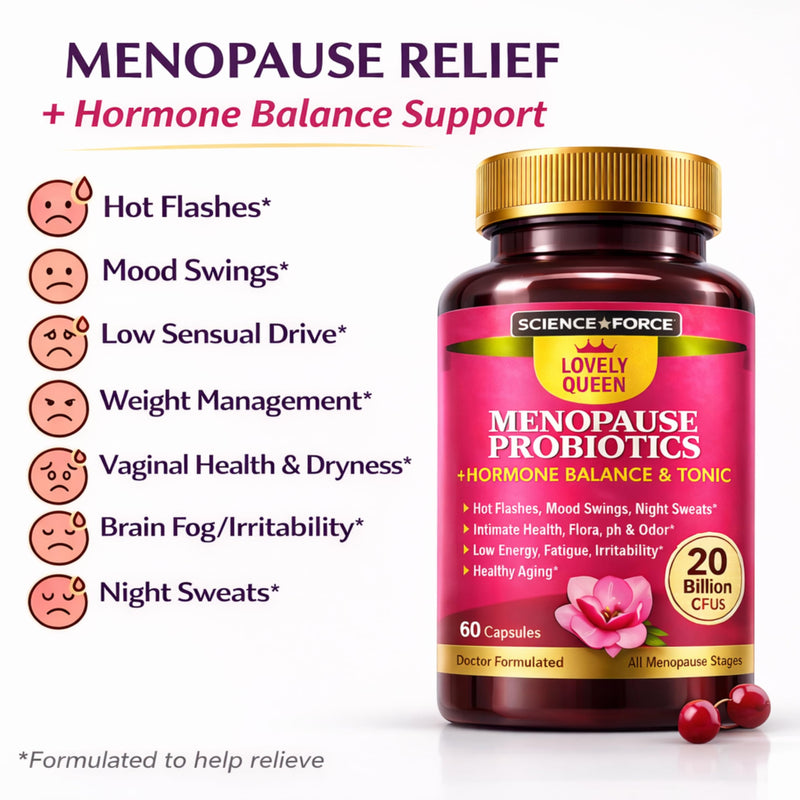 Lovely Menopause Supplements for Women - Dong Quai, Black Cohosh, Probiotics - Hot Flashes Relief, Vaginal Health & Dryness, Digestion, Sleep & Mood Support, Perimenopause Complex, Lab Tested 60 caps