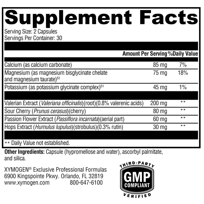 XYMOGEN SynovX Calm - Neuromuscular Relaxation Support with Valerian Extract - Calcium, Magnesium & Potassium - Vegetarian, Non-GMO & Gluten-Free - 60 Capsules