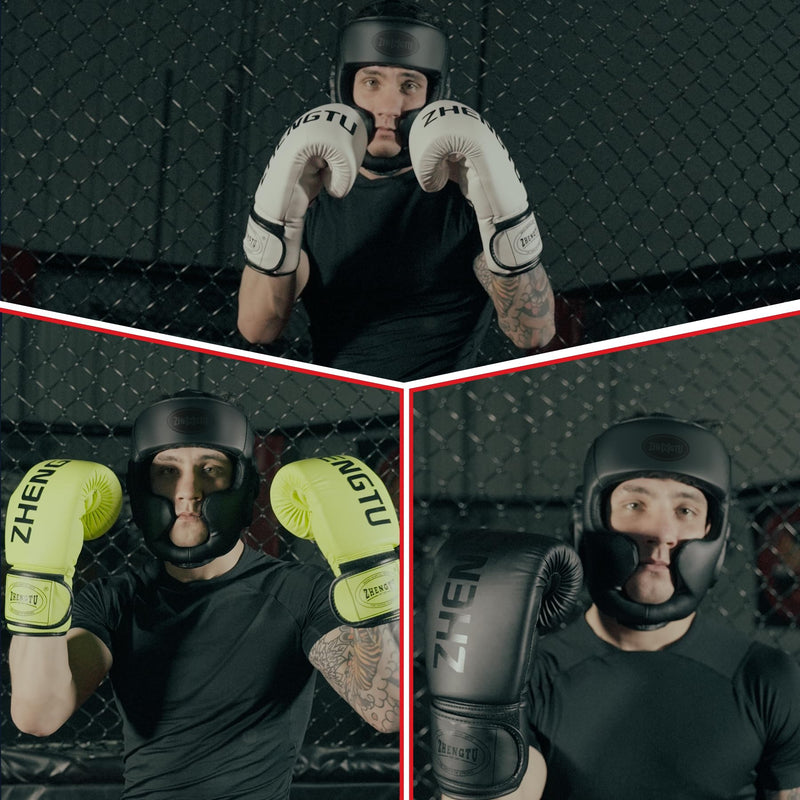 Boxing Headgear Training Sparring Head Guard for MMA, Muay Thai, Kickboxing Trainees, and Boxing for Adult Men White Medium