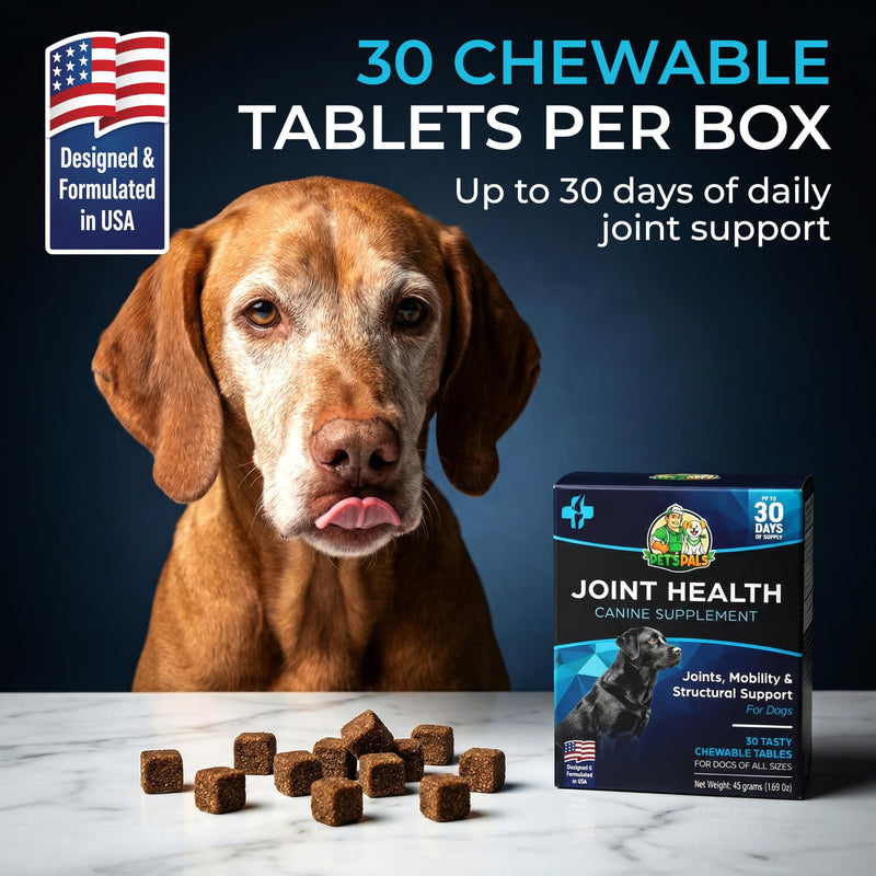 PET'S PALS Dogs Joint Health Supplement - Glucosamine, Chondroitin & MSM - Supports Healthy Joints - Chewable Tablets for Dogs - 30 Soft Chews