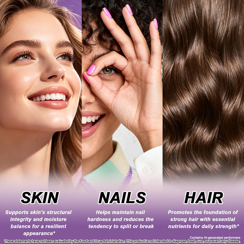 Liquid Biotin and Collagen for Women,Hair Growth & Strength Support 2oz | Fast Absorption 20000mcg Biotin and 50000mcg Hydrolyzed Collagen Supplements for Strong Nails & Healthy Skin Support