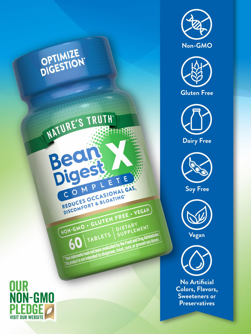 Nature's Truth Digestive Enzymes | 60 Pills | Bean Digest | Vegan, Non-GMO & Gluten Free Supplement