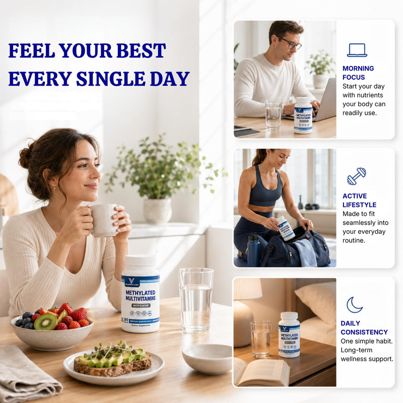 Methylated Multivitamin with 5-MTHF Folate & Methyl B12, 180 Capsules | Multivitamin for Men and Women with bioavailable B vitamins, B2, B6 & folate to support methylation and wellness