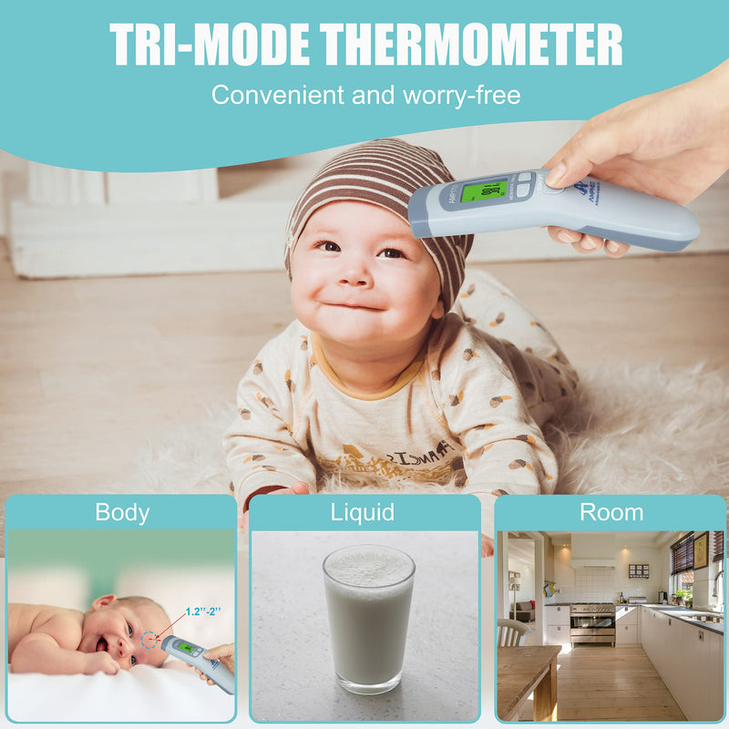 Amplim Medical Grade Forehead Thermometer for Adults, Kids, Baby, Non-Contact Digital Infrared Thermometer, Instant Read, Accurate & Fast Fever Detection, for Home, Clinic, Office Use Serenity