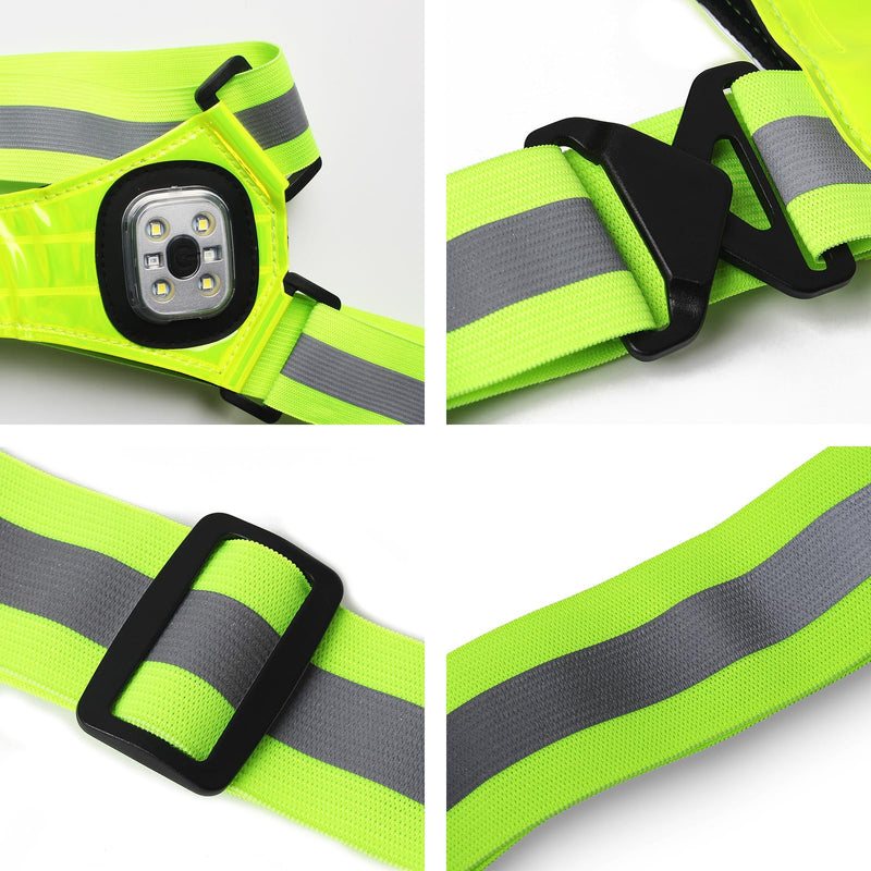 LED Reflective Running Vest,High Visibility Reflective Running Gear,Rechargeable Light Up Running Vest for Walking Running Cycling,Adjustable for Men Women Kids