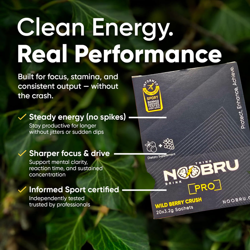 Noobru™ Pro - Brain & Nootropic Supplement for Cognitive Performance, Mental Clarity, and Focus - Precision-Formulated Drink with 17 Research-Backed Ingredients - 20 Servings