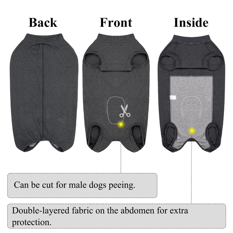 Cyponpy Dog Bodysuit After Surgery with Zipper Surgery Body Dog Castration Female Dog Surgery Body Male Surgery Body Dog Medical Bodysuit for Dogs Leak Protection Dog Wound Protection Suit for Dogs One-Piece 2XL Gray - BeesActive Australia