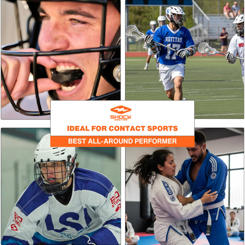 Shock Doctor Nano Double Mouthguard, Protects Upper and Lower Teeth, Youth & Adult available Carbon