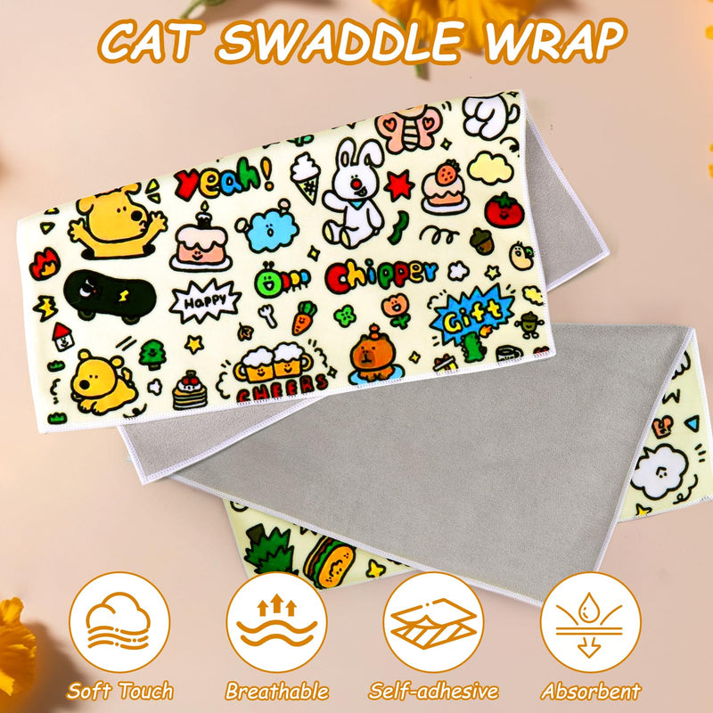 BABORUI Cat Grooming Wrap for Cutting Nails - Self-Adhesive Cat Swaddle Wrap with Nail Clipper, Anti-Scratch Cat Burrito Wrap for Nail Trimming, Cat Grooming Supplies XL Yellow - BeesActive Australia