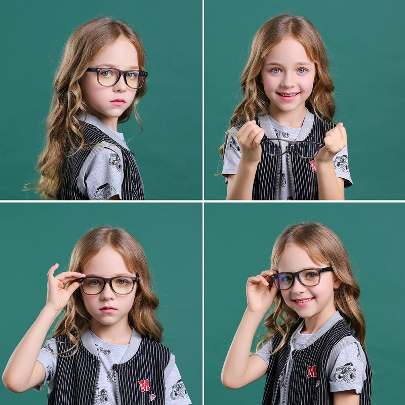 Okany Blue Light Glasses for Kids 3 Pack Blue Light Blocking Glasses for Teen Boys Girls Age 3-10 Grey Black+transparent+blue - BeesActive Australia