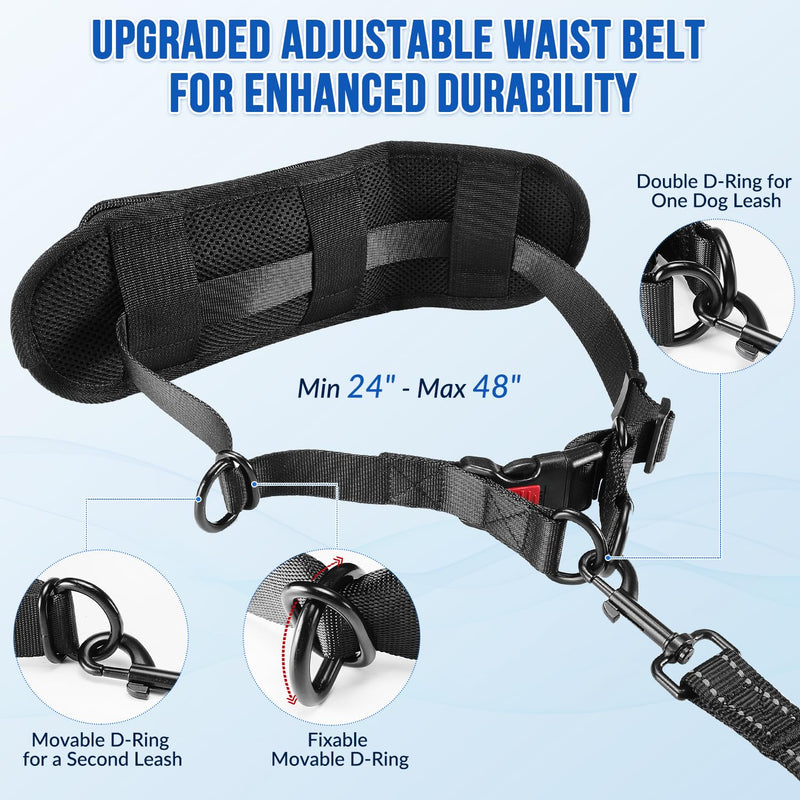 SlowTon Hands Free Dog Leash - with Removable Zipper Pouch, Shock Absorbing Bungee Leash, Dual Handle & Reflective Stitches, Wide Padded Adjustable Waist Leash for Dogs Walking Running (M, for 1 Dog) Medium for 8 - 25 lbs - BeesActive Australia