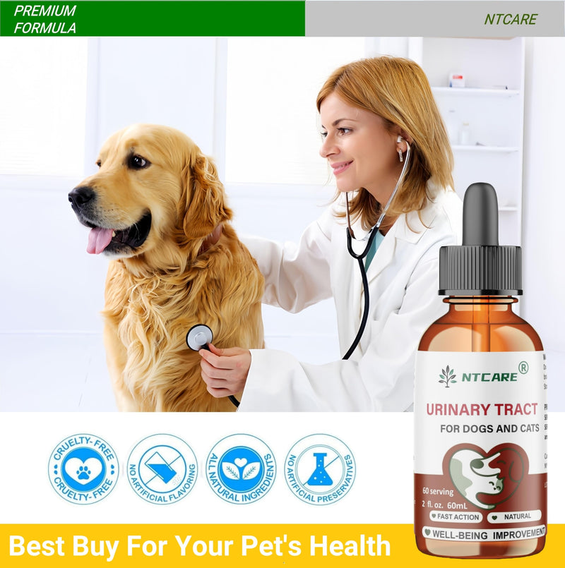 Urinary Tract Support for Dogs and Cats, Natural Fast Action Supplement, 2 fl. oz., 60 Servings