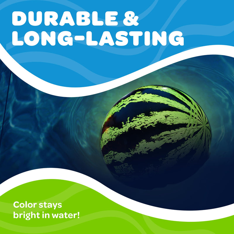 Watermelon Ball Lit - Glow in The Dark Pool Toy for Kids Ages 8-12, Teens, Adults - 9 Inch Swimming Pool Game for Family Fun 9" 9" Green LED Light-Up - BeesActive Australia