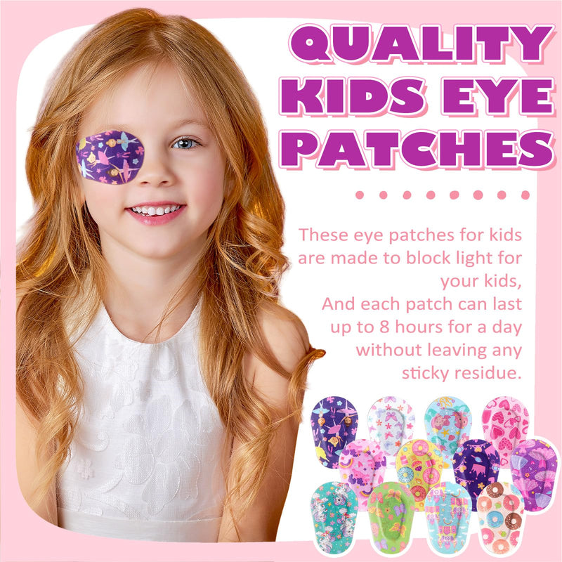 Panelee 60 Pcs Adhesive Eye Patches for Kids Girls Toddler Eye Patches Bulk Breathable Material, Light Blocking Cotton Colorful and Fun Designs Adhesive Bandages for Girls, 12 Styles - BeesActive Australia