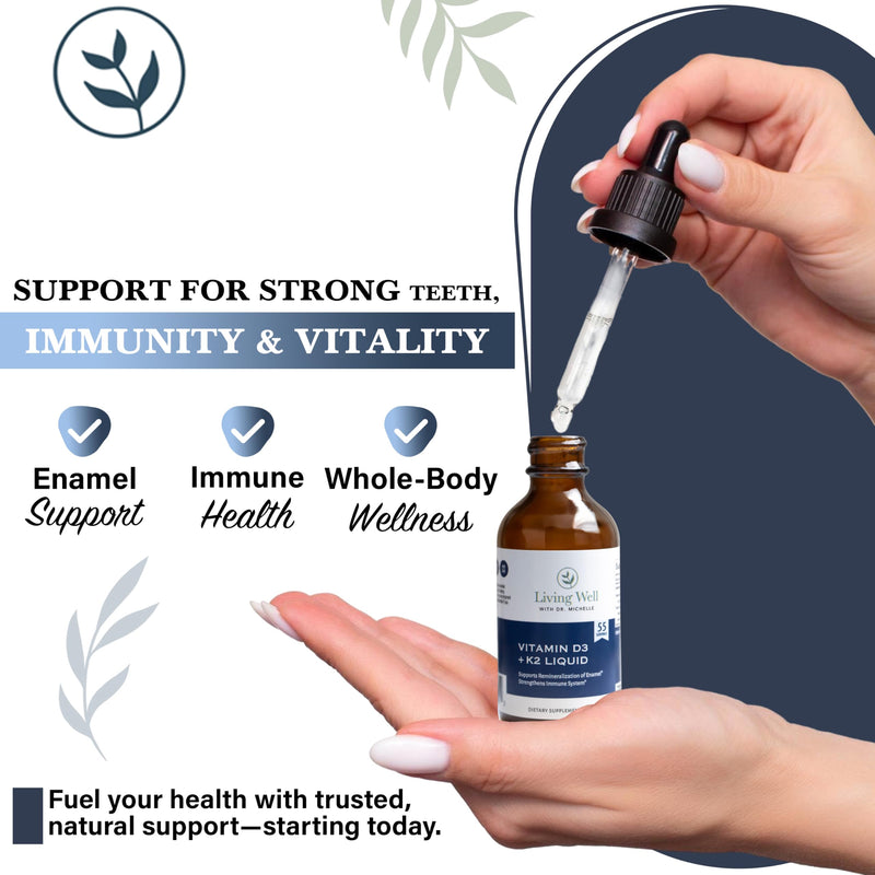 Liquid Vitamin D3 2000 IU with K2 + K1, Immune & Bone Support, 2 oz | Dentist-Developed for Strong Teeth & Calcium Absorption, Non-GMO, Gluten-Free, Soy-Free