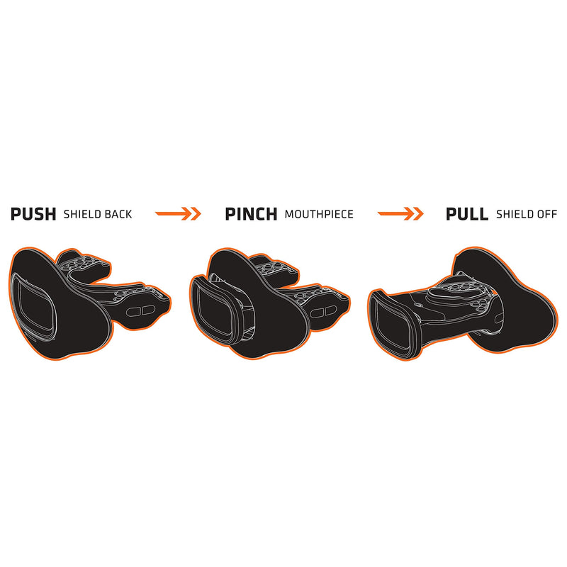 Shock Doctor Interchange Lip Guard Combo Pack | 1 Mouthpiece + 1 Shields + 1 Tether | Mouth Guard with Changeable Shields for Football, Sports etc. Kids, Youth and Adults. Camo - BeesActive Australia