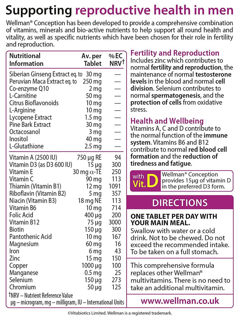 VITABIOTICS WELLMAN CONCEPTION 30 TABLETS by VITABIOTIC