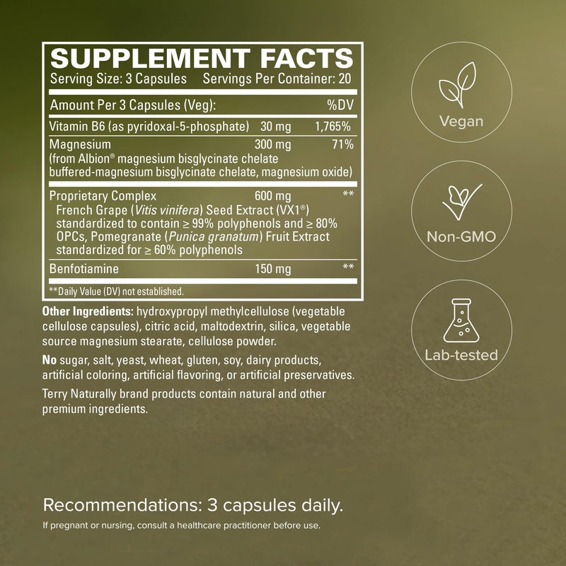 Terry Naturally Clinical OPC Heart - Artery Health & Circulation - 60 Count | French Grape Seed VX1, Clinical OPC. Heart Function, Circulation and Artery Health Support. 60 capsules. 60 Count (Pack of 1)