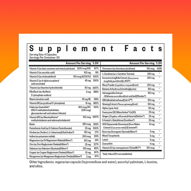 Seeking Health Optimal Man - Multivitamin Supplement with Zinc, Active Folate, & Alpha-Lipoic Acid - Multivitamin Supports Energy & Brain - Support Aging & Men's Health - 30 Servings