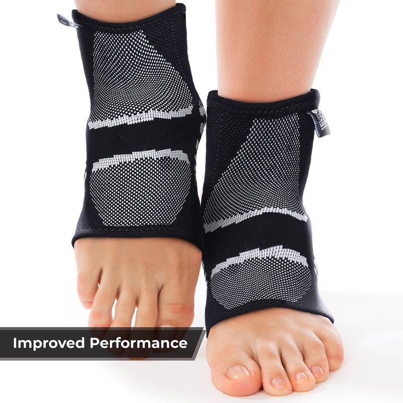 Nordic Lifting Ankle Brace Compression Sleeves (1 Pair) - Professional Support for Men Women Sprained Ankle Achilles Tendonitis Recovery & Prevention - Adjustable Fit with 1 Year Warranty Medium