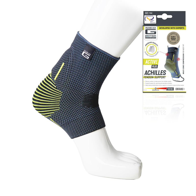 Neo-G Achilles Tendon Support With Silicone Tendon Cushion - Achilles Tendonitis Brace Ankle Support For Men And Women – Targeted Ankle Compression Sleeve - Breathable - Active Plus (Medium) Medium