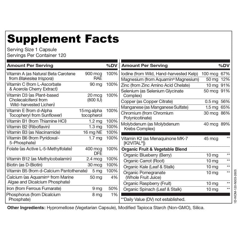 NATURELO One Daily Multivitamin for Women w/Vitamin B12, 120 Count | Energy Support, Whole Food Daily Women Multivitamin Supplement, Nourish Hair/Skin/Nail, Non-GMO, No Soy, Gluten Free Unflavored 120 Count (Pack of 1)
