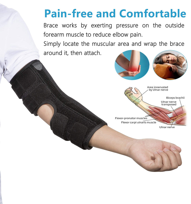 Elbow Brace Support Splint for Cubital Tunnel Syndrome and Arthritis Pain Relief , Adjustable Angle Stabilizer Brace ,Prevent Excessive Bending at night,Fits left and right Arms for Woman and Man- M Medium