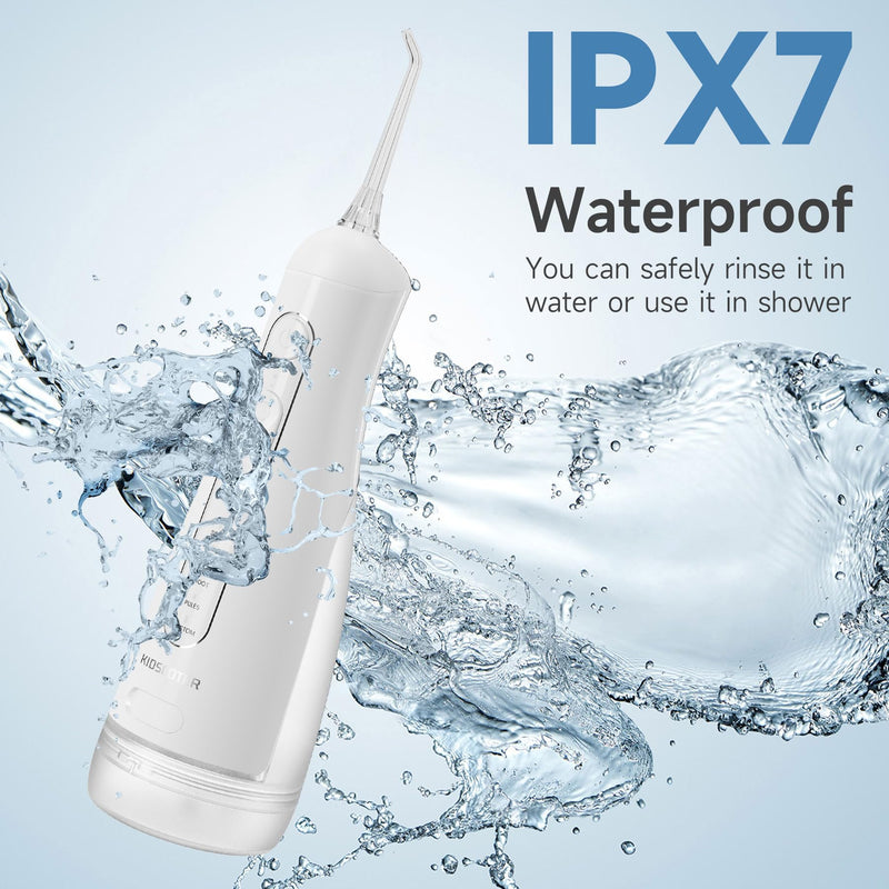 Water Flosser for Teeth with Detachable Washable Tank, 5 Modes Rechargeable Cordless Oral Irrigator, 300ml Portable Dental Flosser, IPX7 Waterproof for Home & Travel, White White 300ml