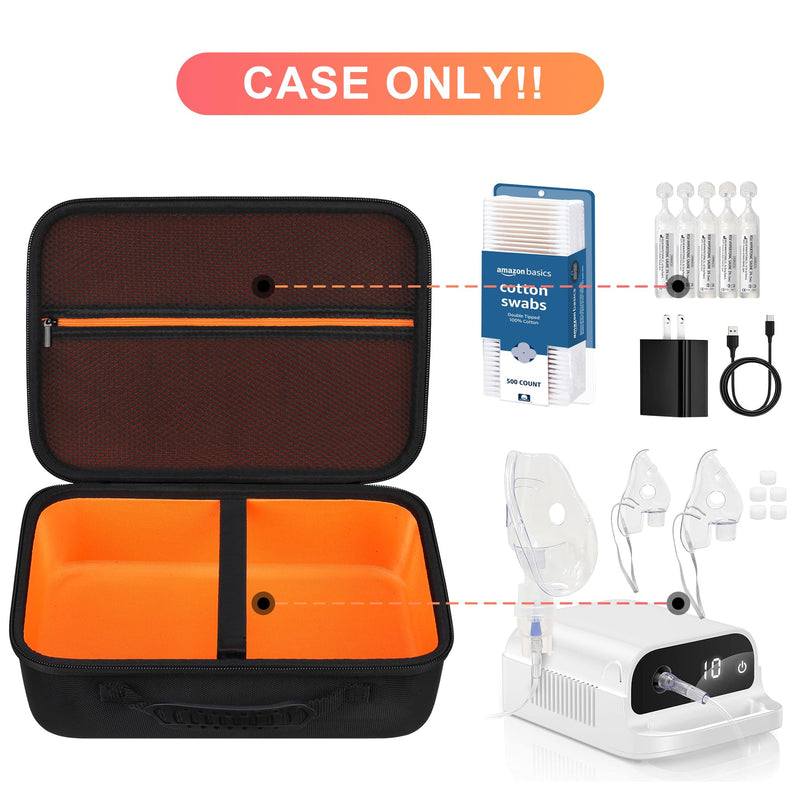 BOVKE Hard Case for Smart Nebulizer for Breathing Problems, Desktop Inhaler Nebulizer for Home Use, Storage Bag for Digital Asthma Nebulizer Machine for Adults and Kids, Space for Masks, Cables, Black - BeesActive Australia