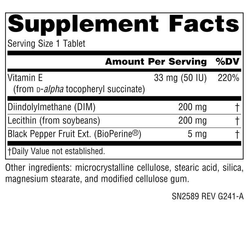 Source Naturals, DIM, Diindolylmethane - 200mg - 60 Tablets | Supports Womens Health | Made With BioPerine, Vitamin E & More | Contains Soy