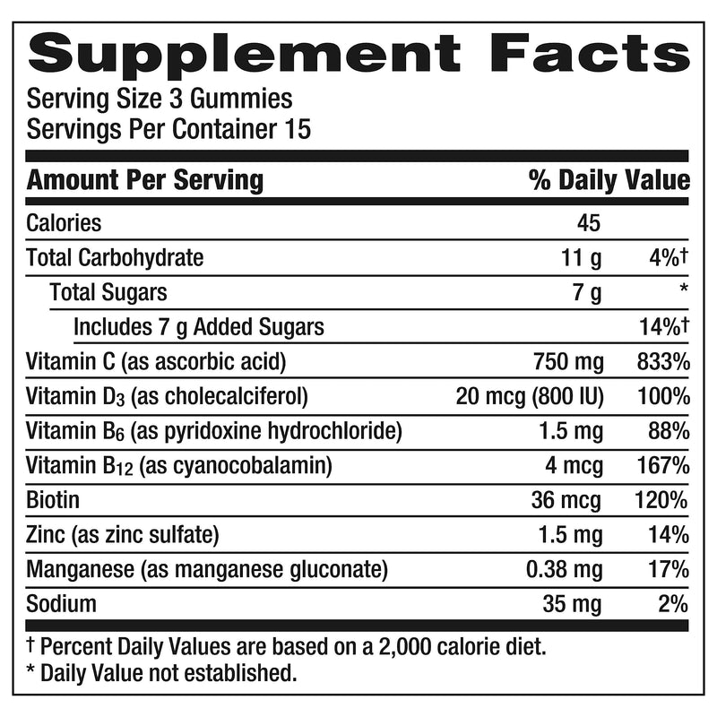 Emergen-C Immune+ Immune Gummies, Vitamin D plus 750 mg Vitamin C, Immune Support Dietary Supplement, Caffeine Free, Gluten Free, Super Orange Flavor - 45 Count - BeesActive Australia