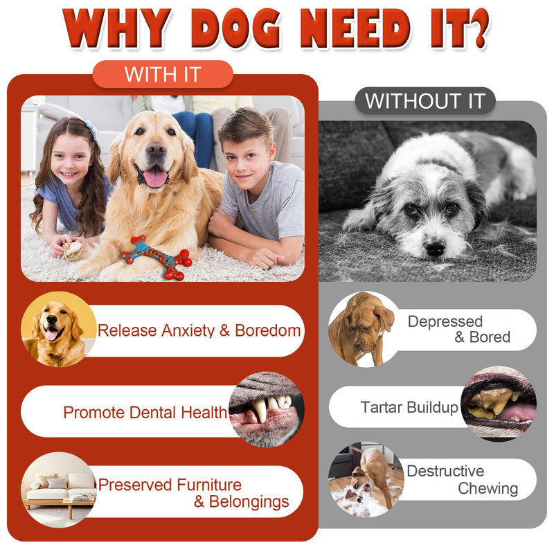 Dog Chew Toys for Aggressive Chewers Tough Dog Toys, Almost Indestructible Dog Toy for Teething, Aggressive Chewers for Large Medium Dogs, Tough Chew Toys for Dogs for Boredom Medium & Large (Pack of 1) - BeesActive Australia