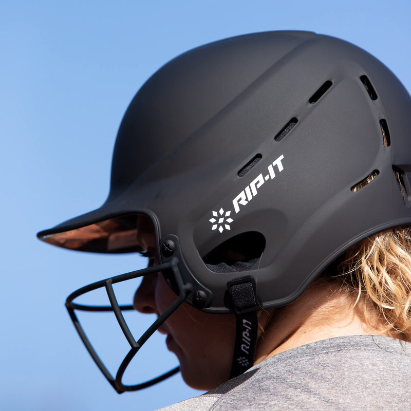 RIP-IT | Vision Pro Softball Batting Helmet with Face Mask | Matte | Two-Tone Scarlet S/M | Lightweight Women’s Sport Equipment Small/Medium Scarlet/White (Matte) - BeesActive Australia