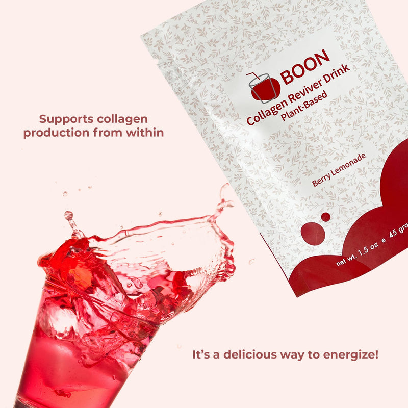 Boon Collagen Reviver Drink – Plant-Based Collagen Booster for Beautiful & Radiant Skin – Organic, Vegan Collagen Powder – Berry Lemonade Flavor, 15 Servings