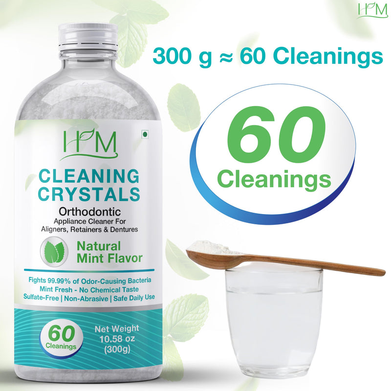 Cleaning Crystals Ultrasonic Aligners Mouthguard | Nightguard Braces Retainers Dentures | Natural Mint Flavor | Dual-action | For Odor Stains & Freshens | Daily Appliance Cleaner - 60 Cleanings - BeesActive Australia
