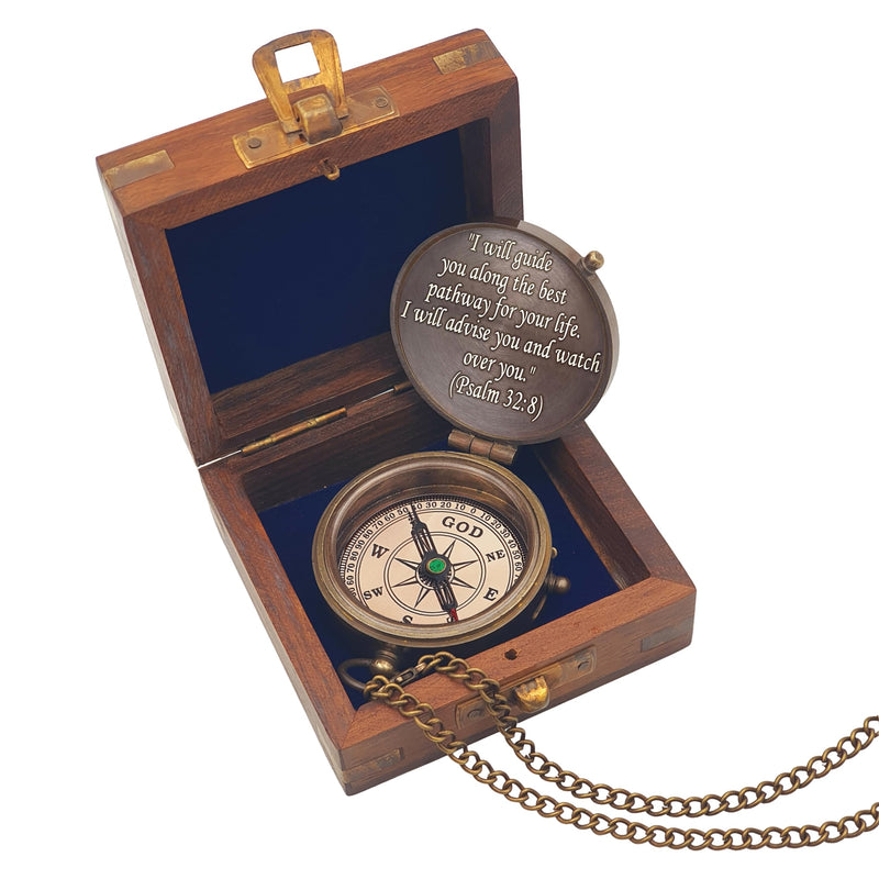 God's Path Compass - Engraved Working Handmade Antique Compass with Scripture - Religious, Christian, Catholic, Christening, First Communion, Confirmation Gifts for Teenage Boys and Men - BeesActive Australia