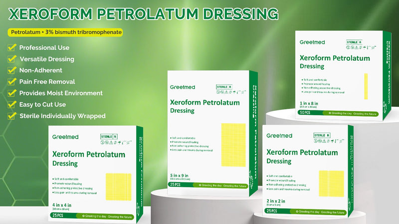 Xeroform Petrolatum Dressing 4"x4" 25 Individual Pack Non Stick Gauze Pads, Medical Grade Non-Adherent Mesh Gauze Wound Dressing for Wound Care, Burns, Lacerations, Skin Grafts 4“ x 4”(25 Packs)