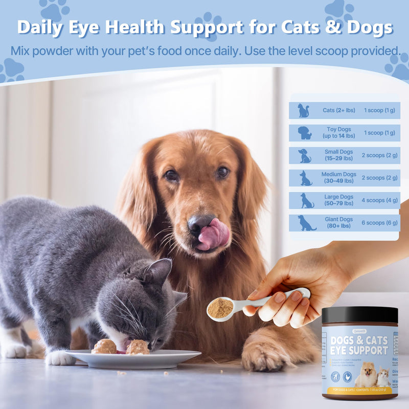 Dog Eye Supplements - Eye Supplements for Dogs and Cats with Lutein, Astaxanthin & Vitamins A C E - Supports Clear Vision, Retina & Lens Health, Antioxidant Eye Support, Non-GMO, Gluten Free, 7.05 oz