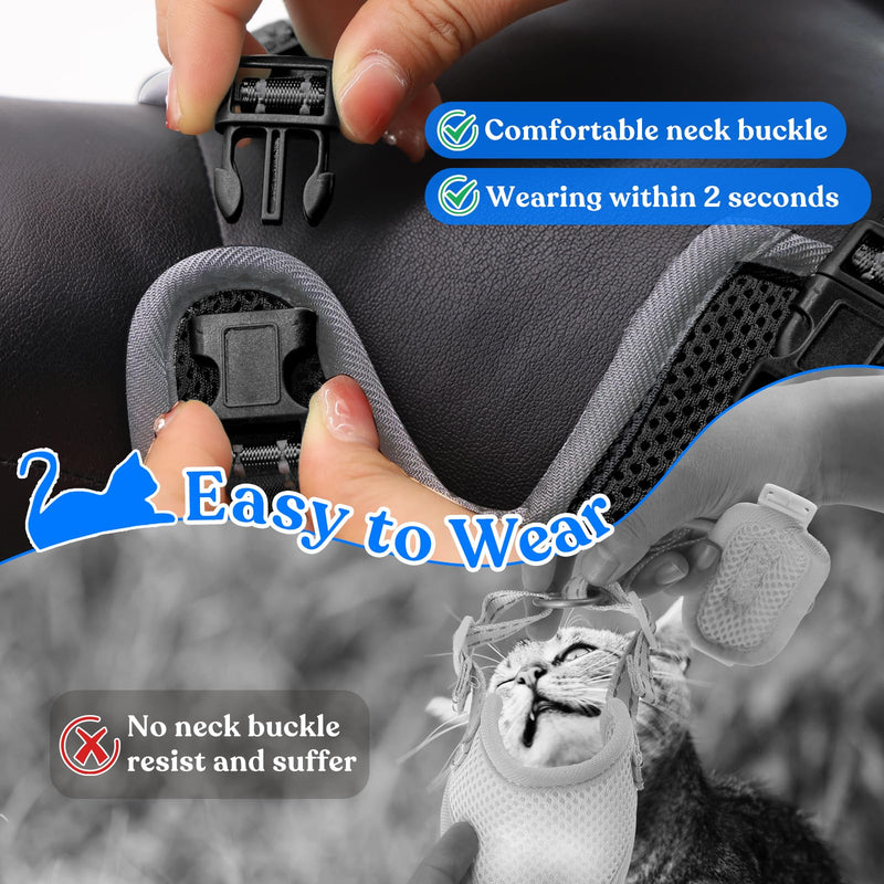 Supet Cat Harness and Leash for Walking Escape Proof, Adjustable Harness for Cats, Easy Control Small Cat Harness for Medium Large Kitten S Black Small (Chest: 13.5" - 15.5") - BeesActive Australia