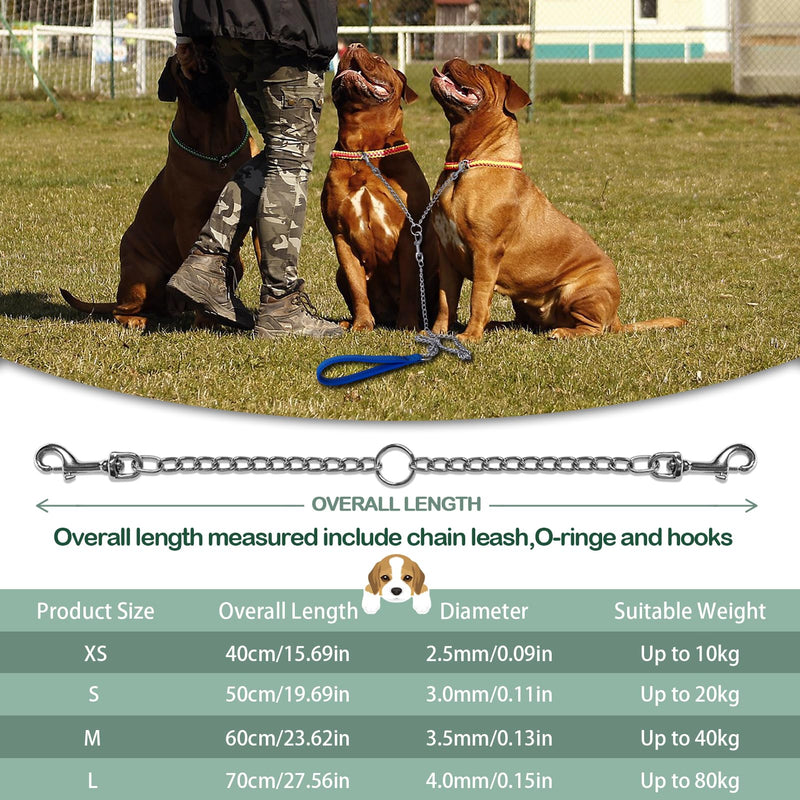 LOS ANDES Metal Double Dog Leash Chew Proof Chain Leash 2 Way No Tangle Coupler Dog Leash Extension Splitter Lead for 2 Small Dogs Walking (40cm) XS: 2.5mm*15.7inch - BeesActive Australia