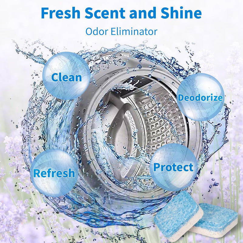 Washing Machine Cleaner Tablets - 24 Pack for Year-Round Deep Clean of Washer Machine, Suitable for HE, Top Load & Front Load Washer Cleaner, Grime & Build-Up, Septic Safe,Eco-Friendly Lavender - BeesActive Australia